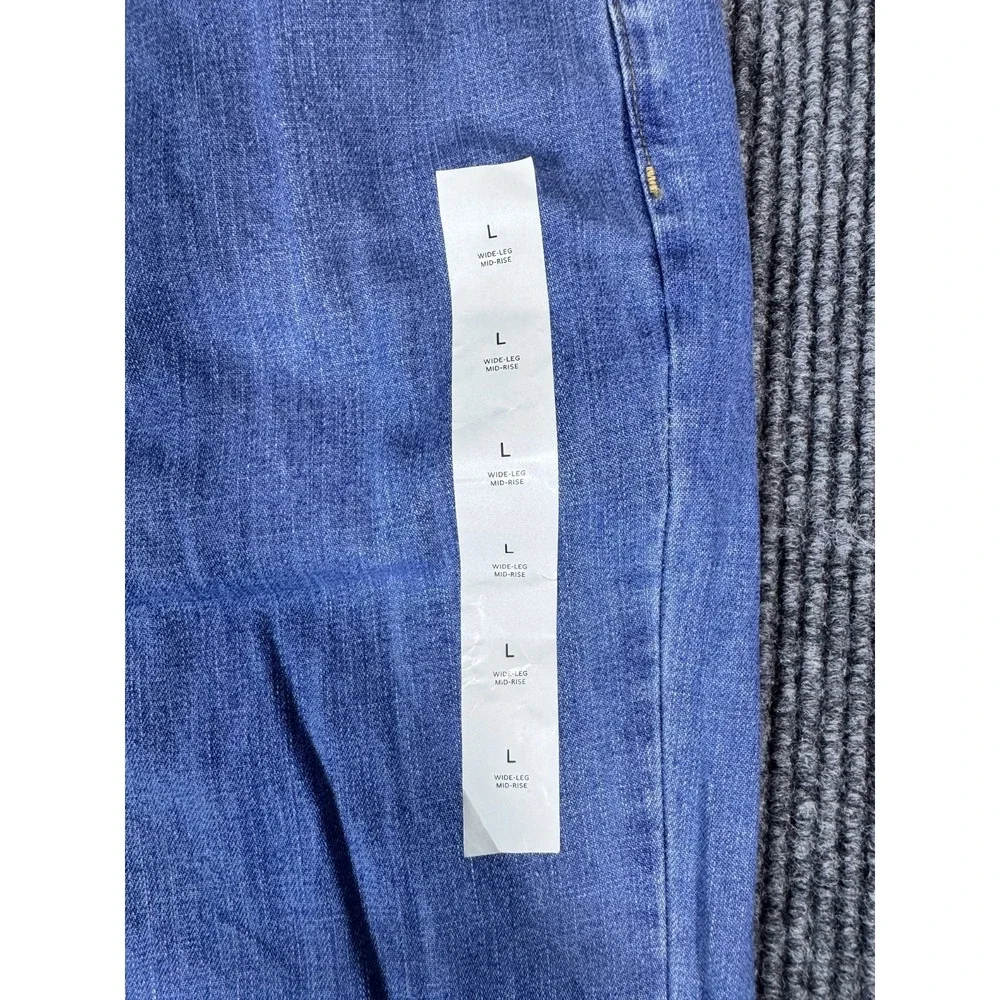 Banana Republic Mid Rise Wide Leg Drawstring Waist Jeans Womens Large Baggy Blue